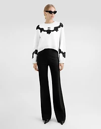 Flared jersey Milano rib pants
