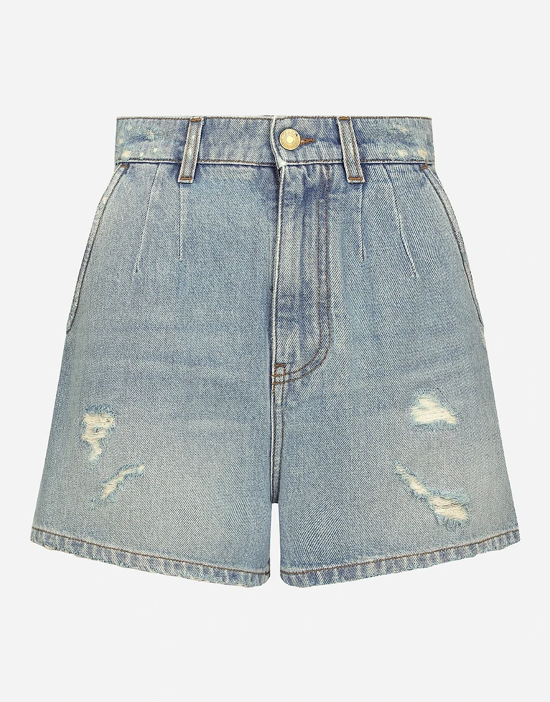 High-waisted denim shorts