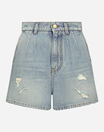 High-waisted denim shorts