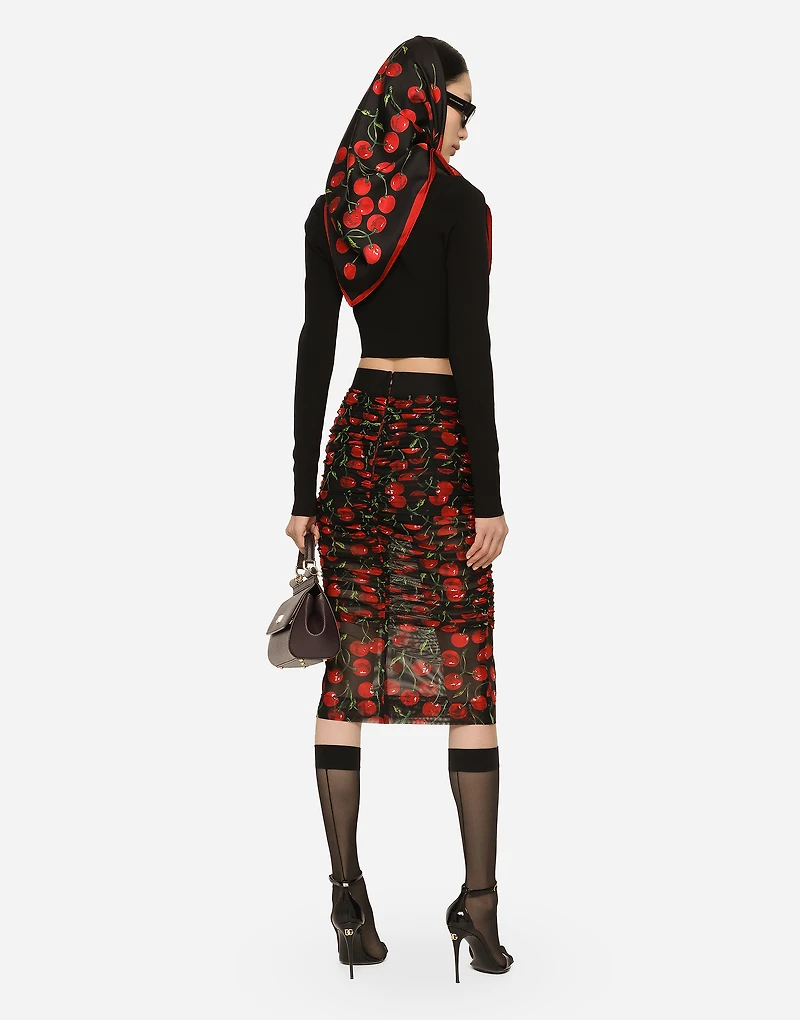 Cropped turtle-neck top