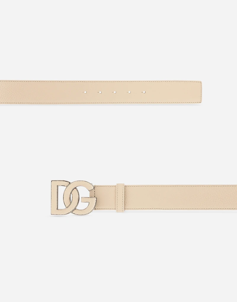 Deerskin-print calfskin belt with logo print