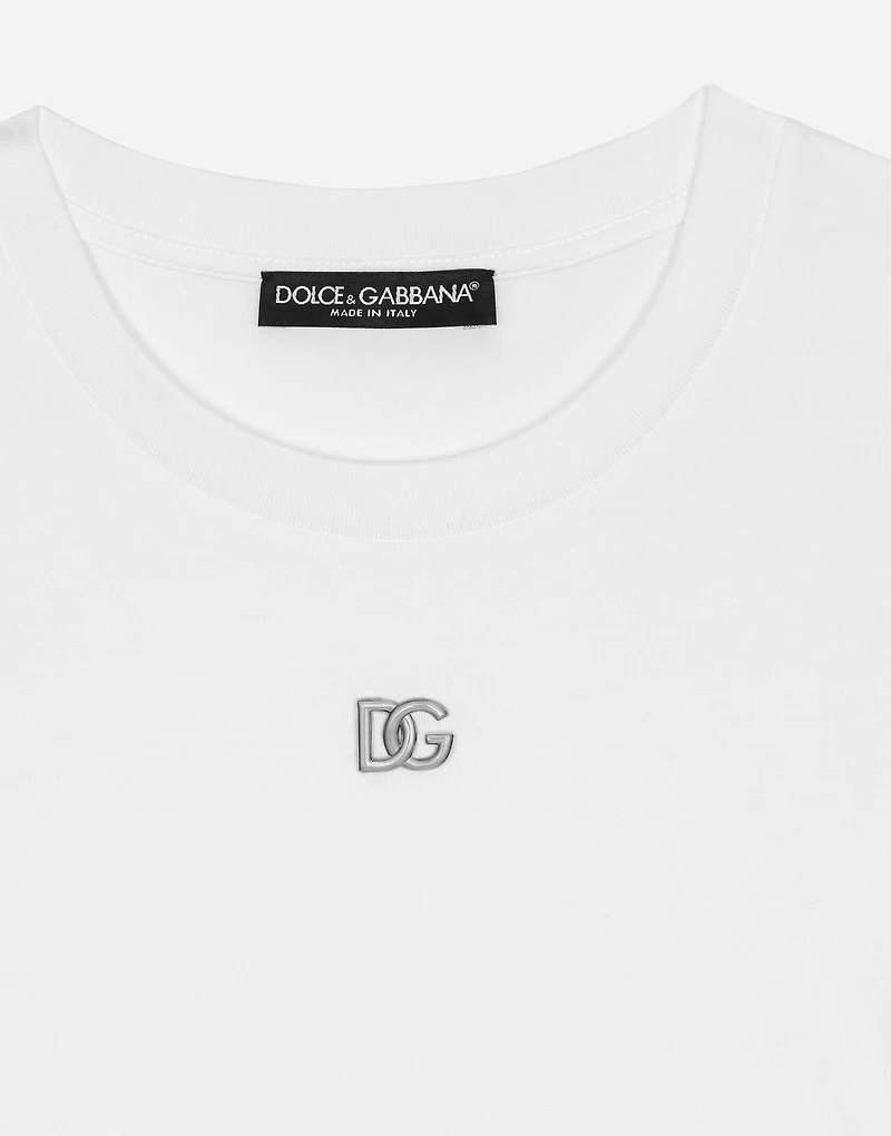 Cropped jersey T-shirt with DG logo