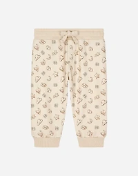 Jersey jogging pants with moon and star print