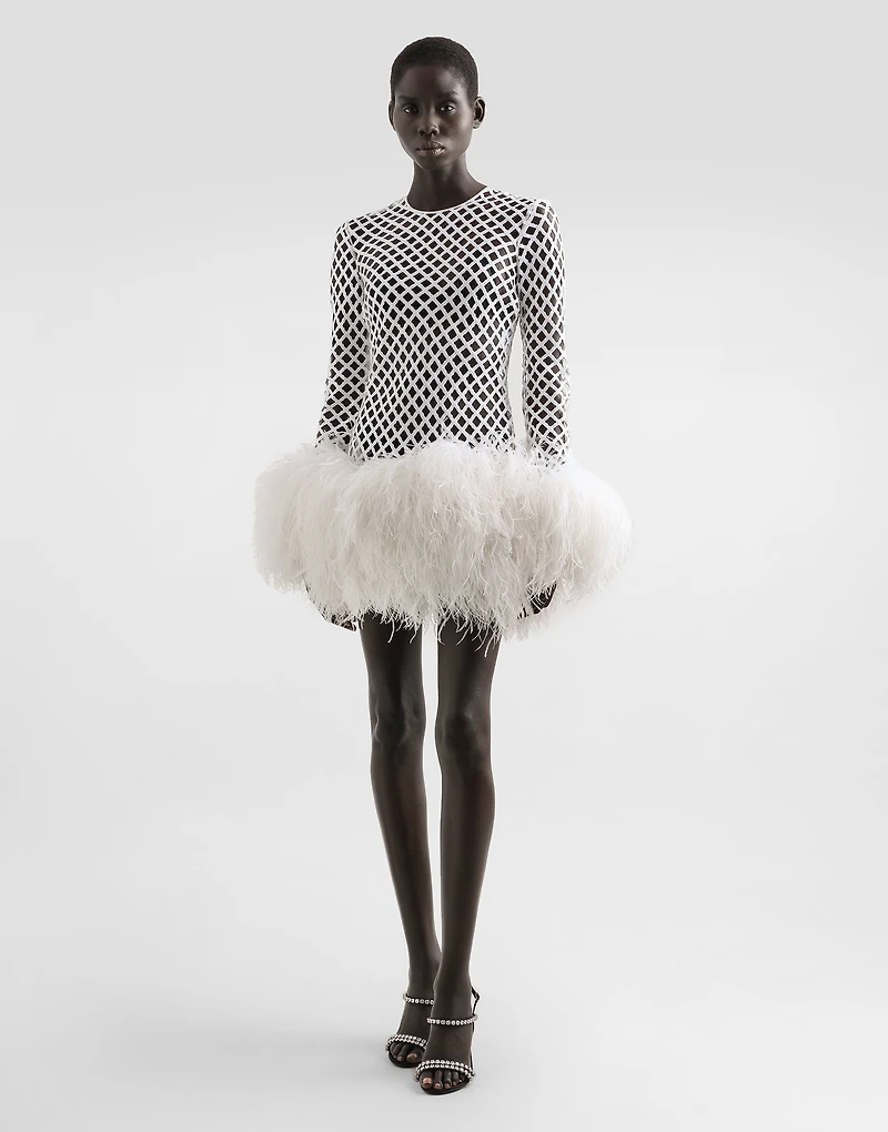 Short mesh dress with sequins