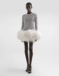 Short mesh dress with sequins