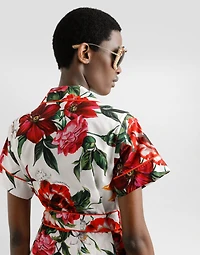 Flower-print poplin vanity shirt