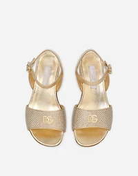 Foiled nappa leather sandals with fusible-rhinestones