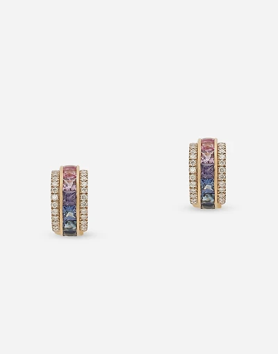  Rainbow Earrings  18 carat yellow gold, multicolored sapphires and diamonds