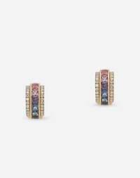  Rainbow Earrings 
 18 carat yellow gold, multicolored sapphires and diamonds