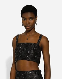 Bralette top with sequin embroidery