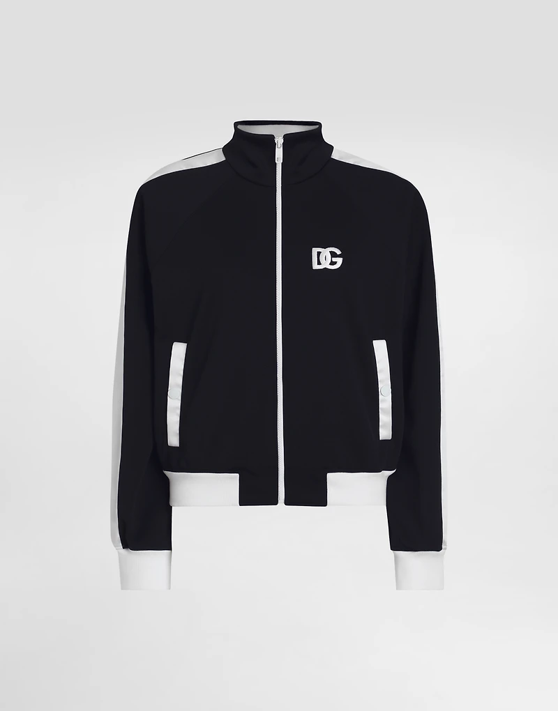 Zip-up triacetate sweatshirt with DG logo embroidery