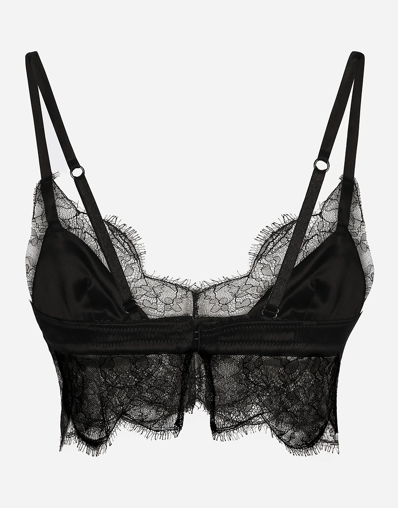 Soft-cup satin bralette with lace detailing