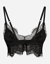 Soft-cup satin bralette with lace detailing
