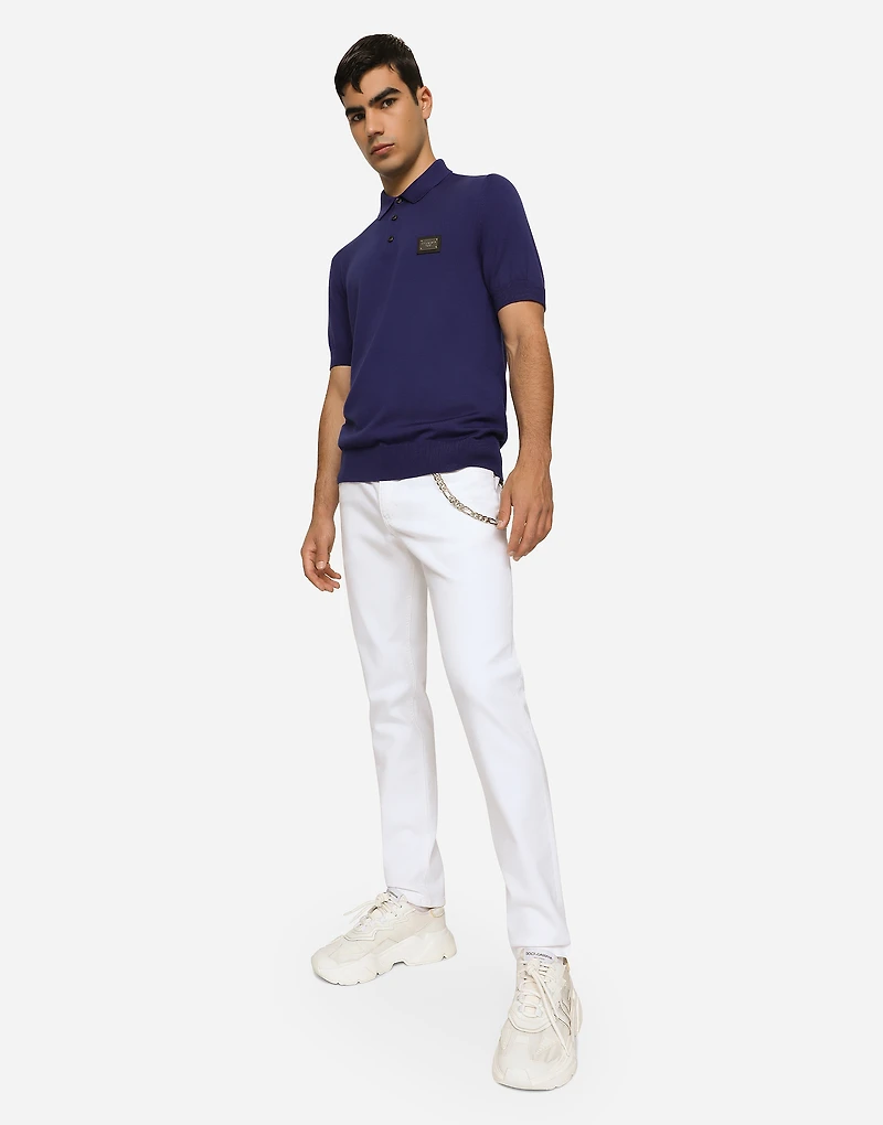 White regular stretch jeans