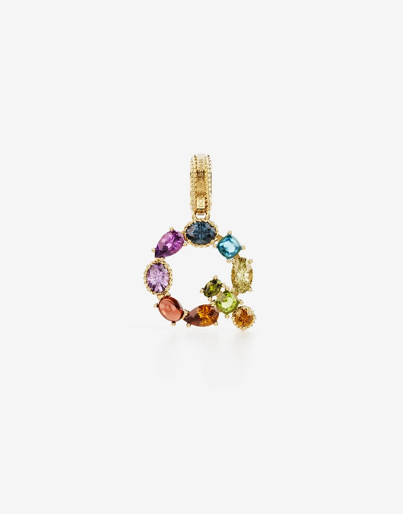 Charm Q Lettering 18-carat yellow gold and multicolored gems