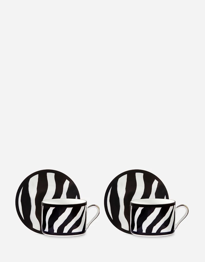 Gift Box With 2 Porcelain Teacups With Saucers