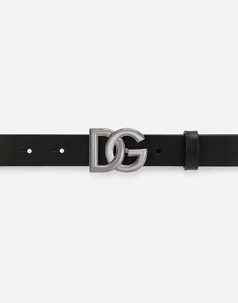 Lux leather belt with crossover DG logo buckle