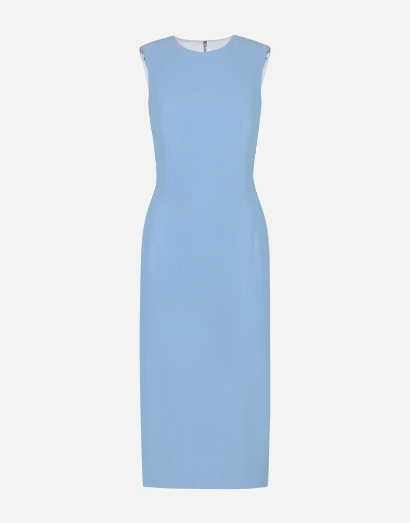 Wool crêpe calf-length sheath dress
