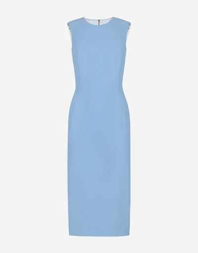 Wool crêpe calf-length sheath dress