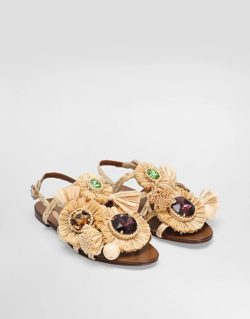 Braided rafia flip-flops