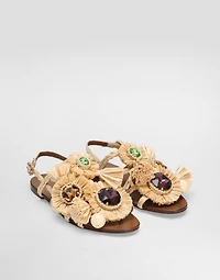 Braided rafia flip-flops