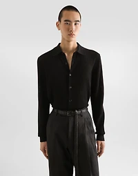 Long-sleeved shirt a cotton openwork knit