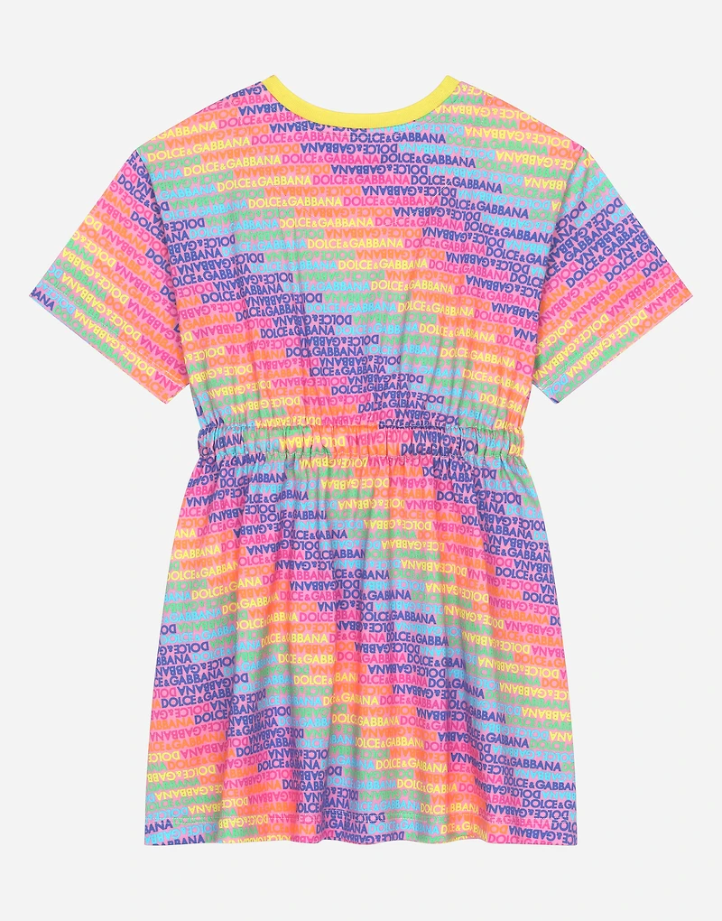 Jersey dress with all-over logo print