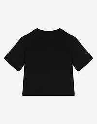 Jersey T-shirt with rhinestone logo