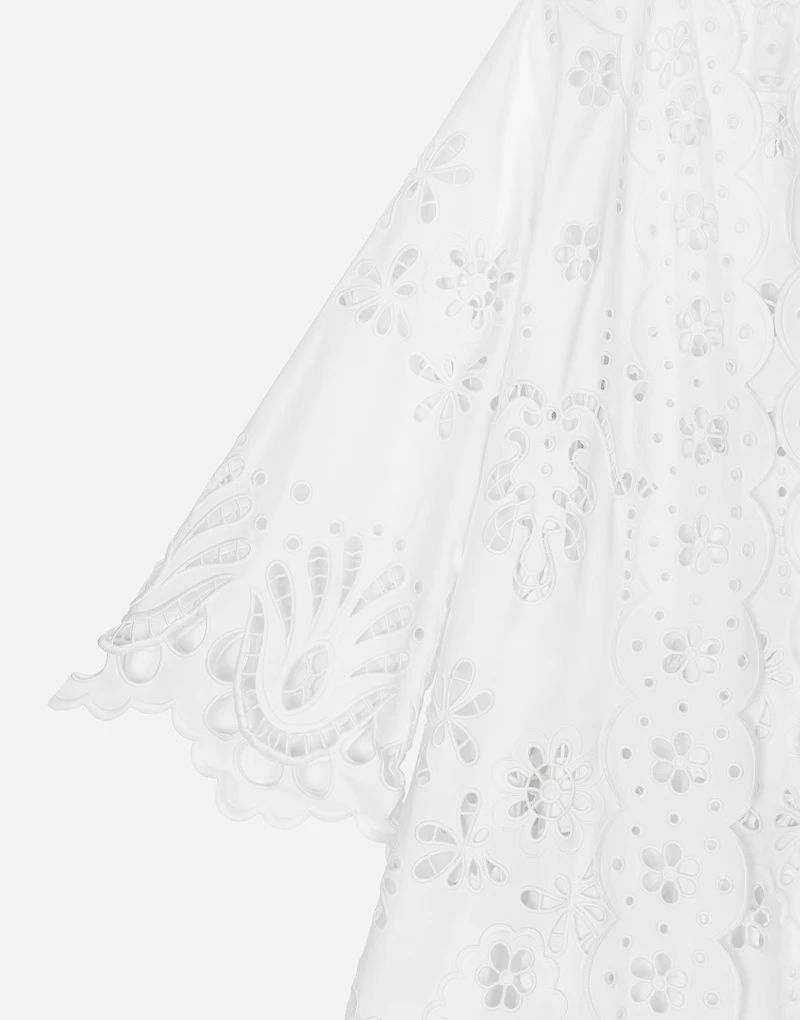 Cotton robe coat with macramé embroidery