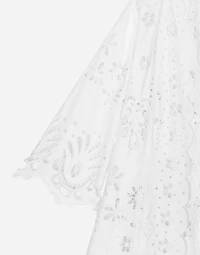 Cotton robe coat with macramé embroidery