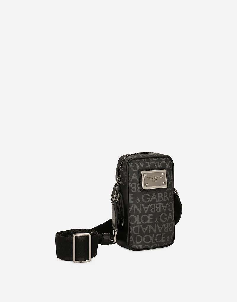 Coated jacquard crossbody bag