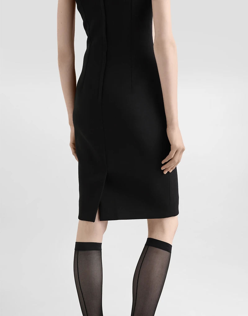 Wool calf-length sheath dress