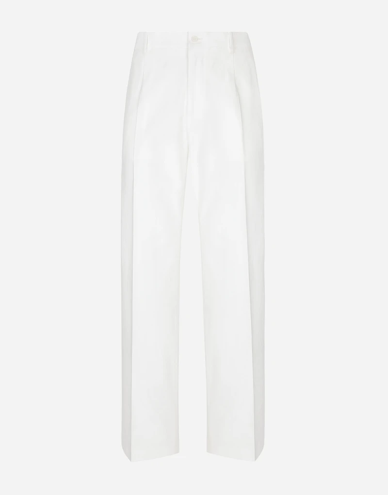 Straight-leg cotton gabardine pants