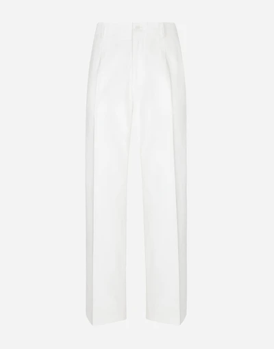 Straight-leg cotton gabardine pants