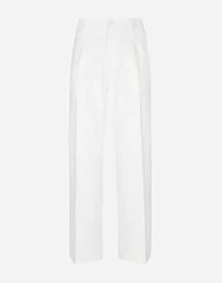 Straight-leg cotton gabardine pants