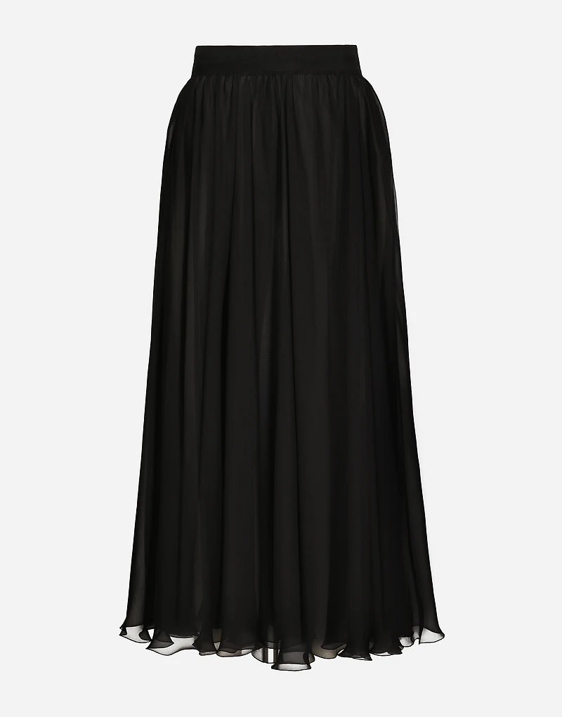 High-waisted chiffon circle skirt
