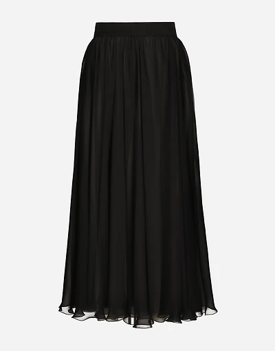 High-waisted chiffon circle skirt