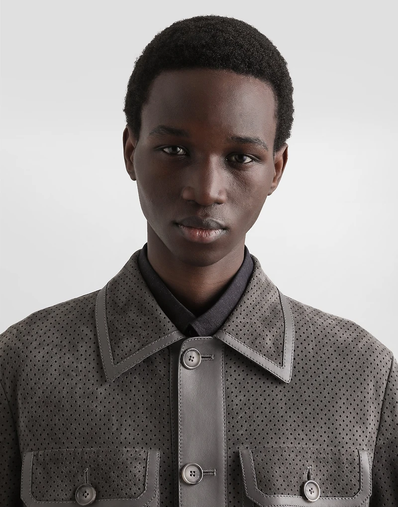 Perforated lambskin jacket