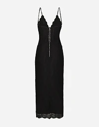 Lace calf-length slip dress: