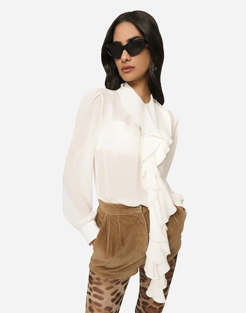 Georgette blouse with ruches