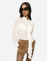 Georgette blouse with ruches