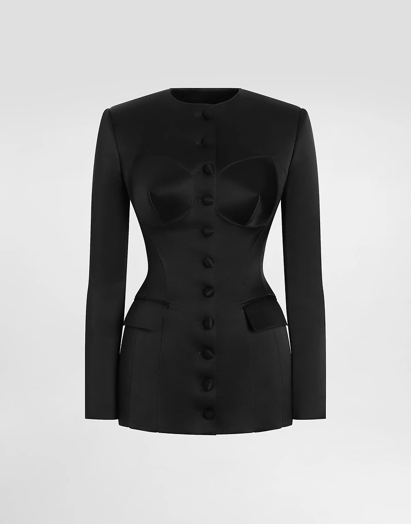 Single-breasted duchess jacket with conical cups