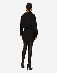 Jersey miniskirt with logo patch
