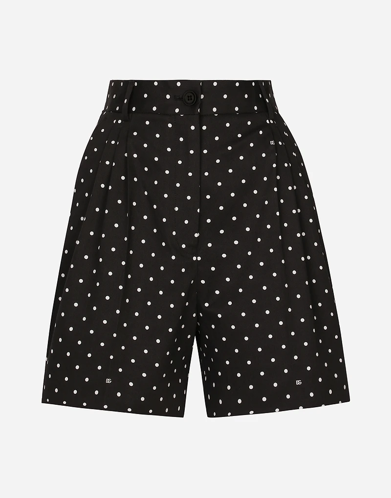 Polka-dot cotton shorts