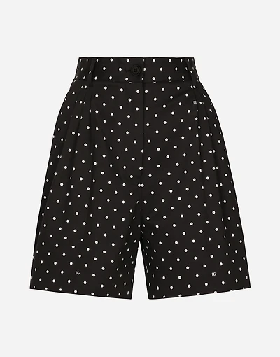 Polka-dot cotton shorts