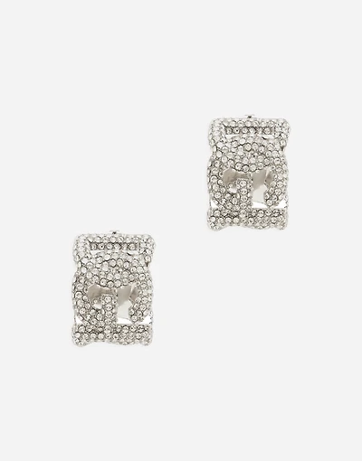 Rhinestone earrings with DG logo