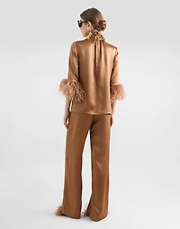 Double silk satin pajama pants