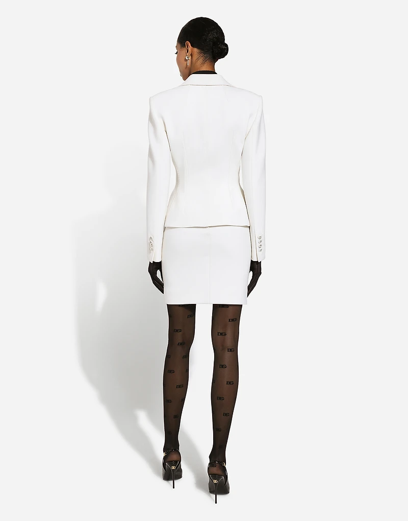 Straight-cut wool midi skirt