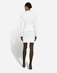 Straight-cut wool midi skirt