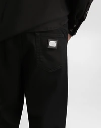 Regular-fit black wash stretch jeans